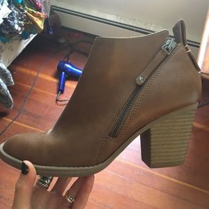 Brown heeled booties